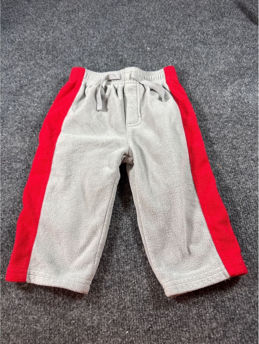 Second Step Baby 12M Gray Red Fleece Pants Football Pull On Sweatpants